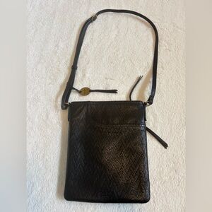 Margot New York | black leather textured cross body small bag gold hardware